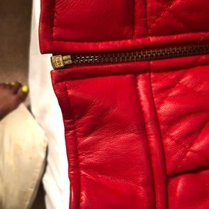 Red Quilted leather jacket